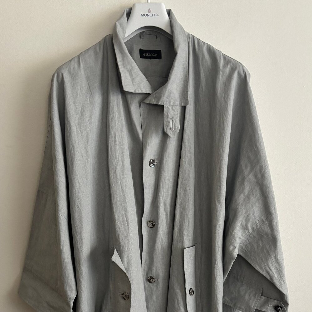 ESKANDAR Oversize Boxy Wide PU Linen, Lightweight, Grey Rain Coat/ Jacket